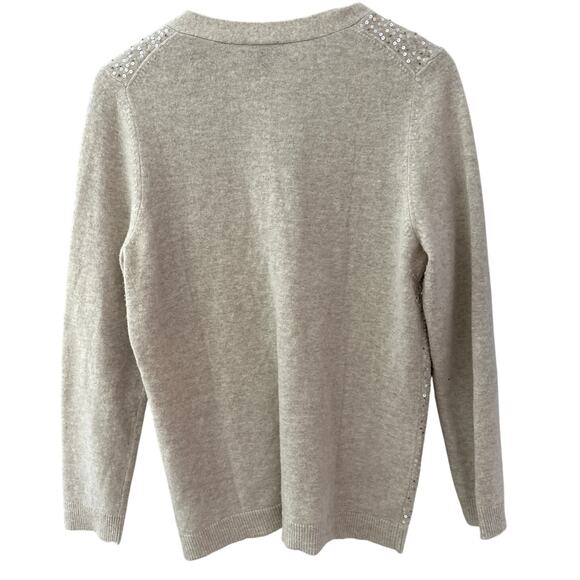 Talbots‎ Sequined Angora Cardigan Tan Size Large Petite - Picture 2 of 7